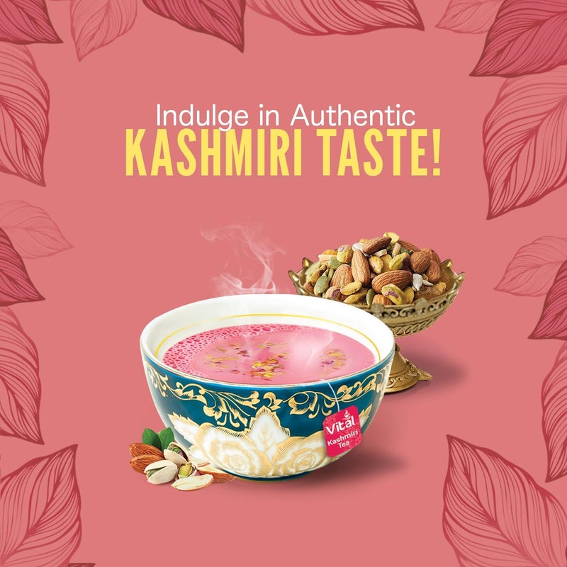 Vital Kashmiri Green Tea - 25 Individually Wrapped Tea Bags with Real Pistachio & Almond Topping - Image 3